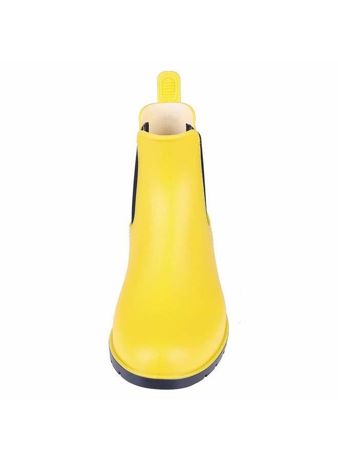 Asgard Women's Ankle Rain Boots Waterproof Chelsea Boots, Yellow 39 (Size 8.5) - Image 4