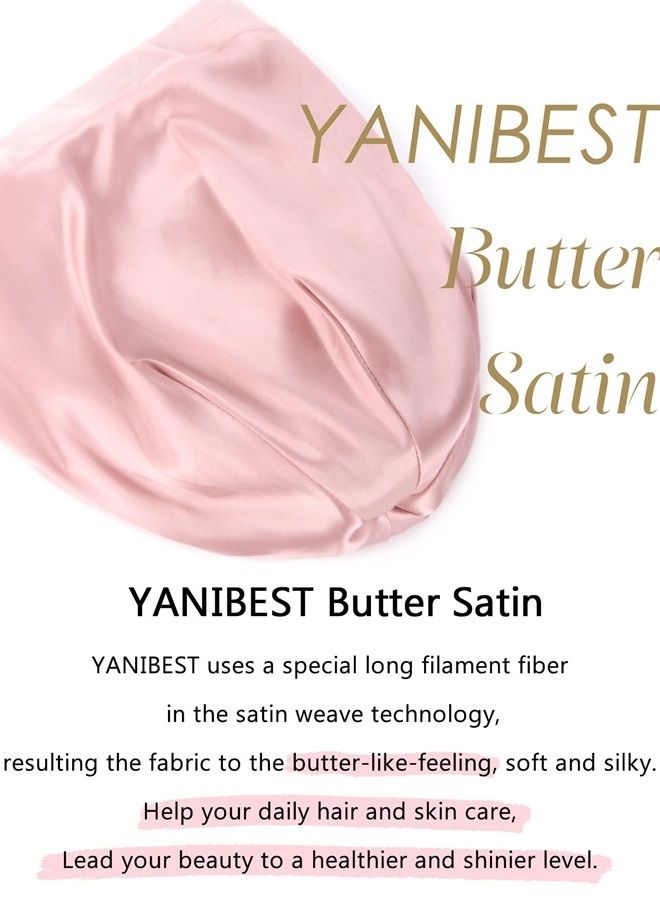 YANIBEST Slouchy Beanie Hat Satin Lined Sleep Cap Satin Bonnet Chemo Headwear Caps for Women and Men Pink - Image 3