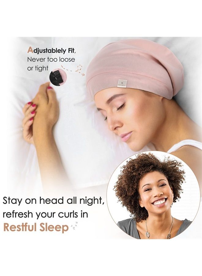 YANIBEST Slouchy Beanie Hat Satin Lined Sleep Cap Satin Bonnet Chemo Headwear Caps for Women and Men Pink - Image 2