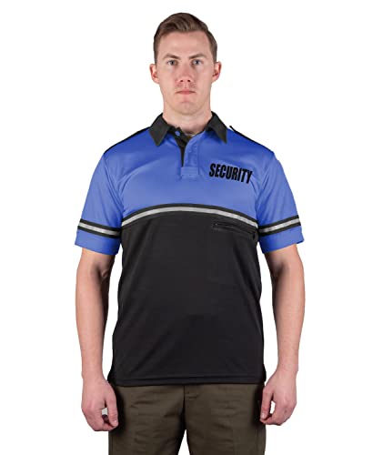 First Class Two Tone Security Bike Patrol Shirt with Reflective Stripes and Zipper Pocket (Royal Blue and Black) (Medium) - Image 5