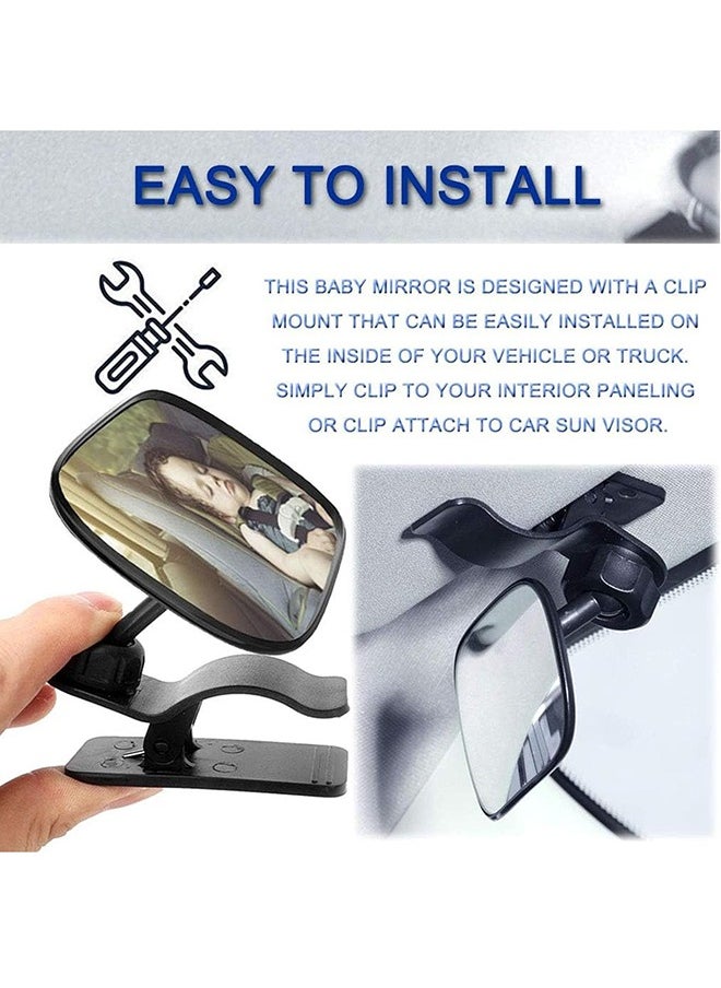 GUDOO - 2 Bases 360 Degree Adjustable Shatterproof Safety With Baby Car Rear View Mirror - Image 1
