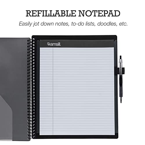 Samsill 10 Pocket Poly Organizer with 5 Dividers, File Folders Letter Size, Refillable Notepad, Customizable Front Cover, Erasable Write-On Tabs, Pen Loop, Plastic Folders with Pockets, Gray - Image 4