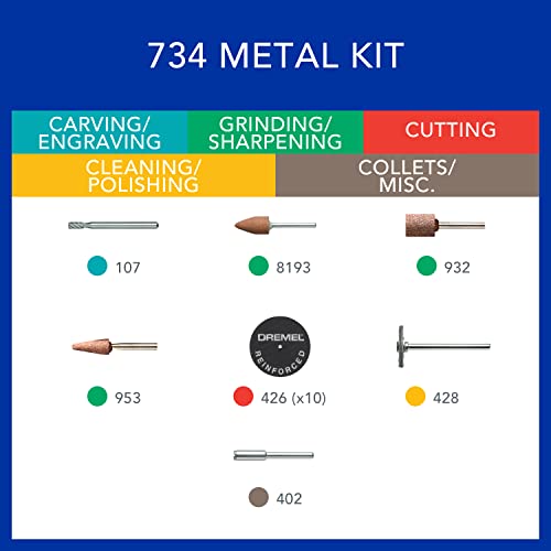 Dremel 734-01 Metal Cutting Rotary Tool Accessories Kit - 16 Piece Set - Includes Engraving Bit, Grinding Stones, and Carbon Steel Brush, Blue - Image 3