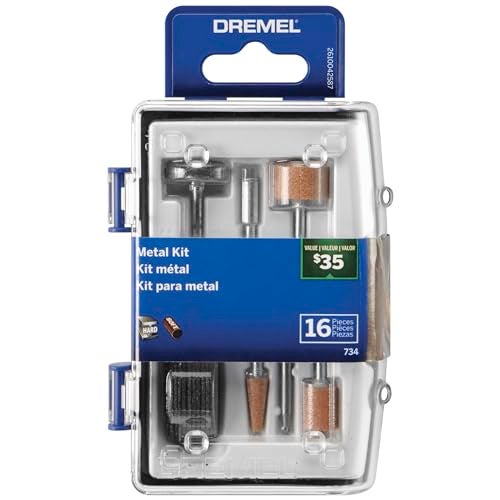 Dremel 734-01 Metal Cutting Rotary Tool Accessories Kit - 16 Piece Set - Includes Engraving Bit, Grinding Stones, and Carbon Steel Brush, Blue - Image 1
