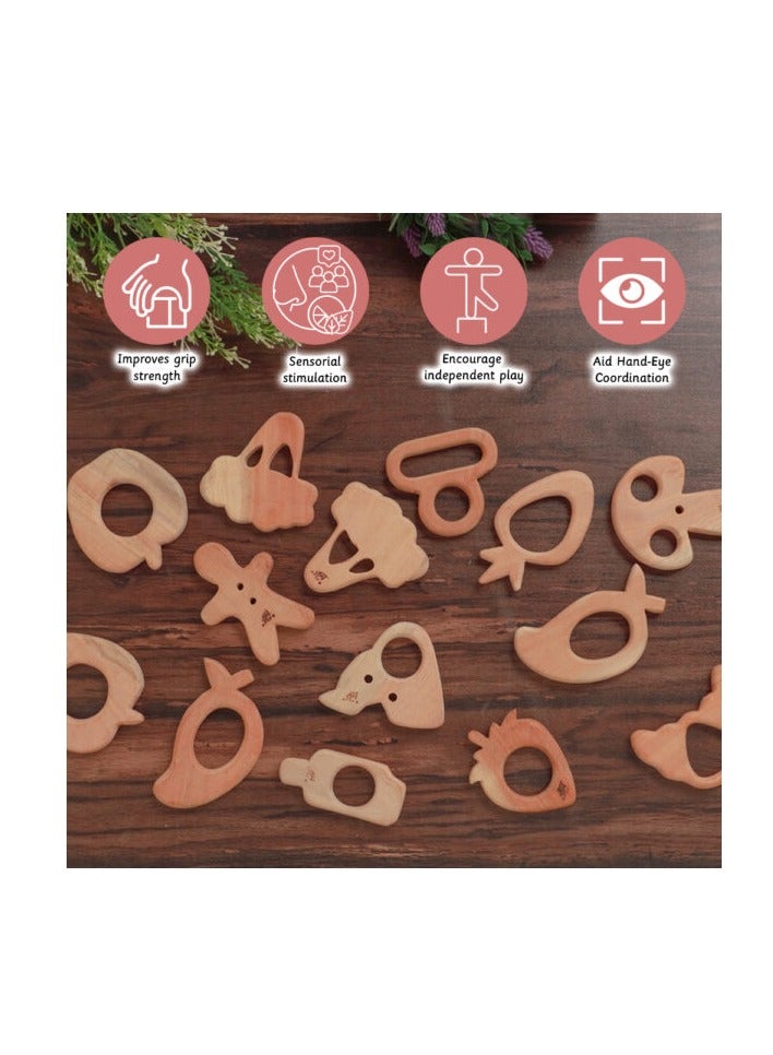 Ariro Neem Wood Teethers for Babies 3M+, Enhances Motor Skills, Antibacterial & Anti-fungal, Grape & Carrot Shapes - Image 5