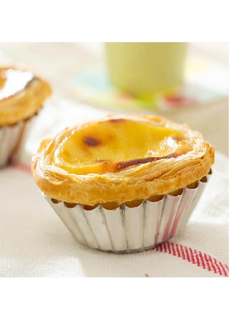 30pcs قوالب عطيرة البيض ، قوالب البودينغ للخبز ، المقاوم للصدأ ، الفضة ، قاعدة قوالب الكوكيز ، قوالب الكعكة غير اللاصقة ، علب العطيرة ، Resuable ، لعطيرة البيض ، البودينغ ، الكوكي (7.2 سم) - Image 4