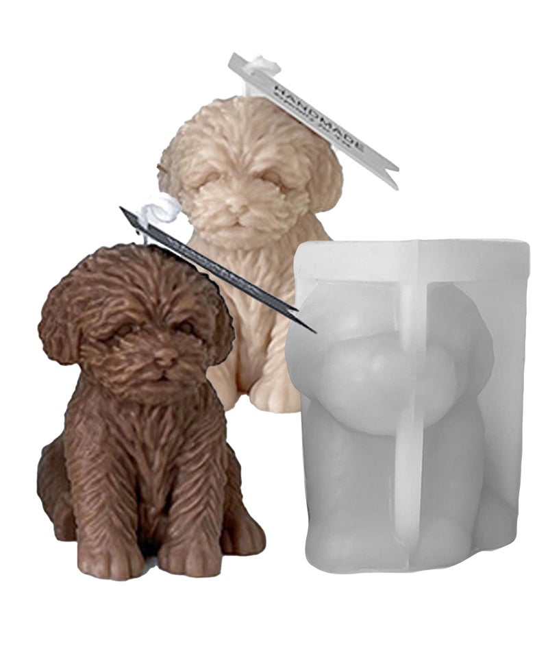 BdelrinQue Dog Shape Candle Mold, Sitting Teddy Bear Candle Mould for DIY Handmade Candles, Home Decor, Aromatherapy, Gifts, Soap Making, Resin Art - Image 1