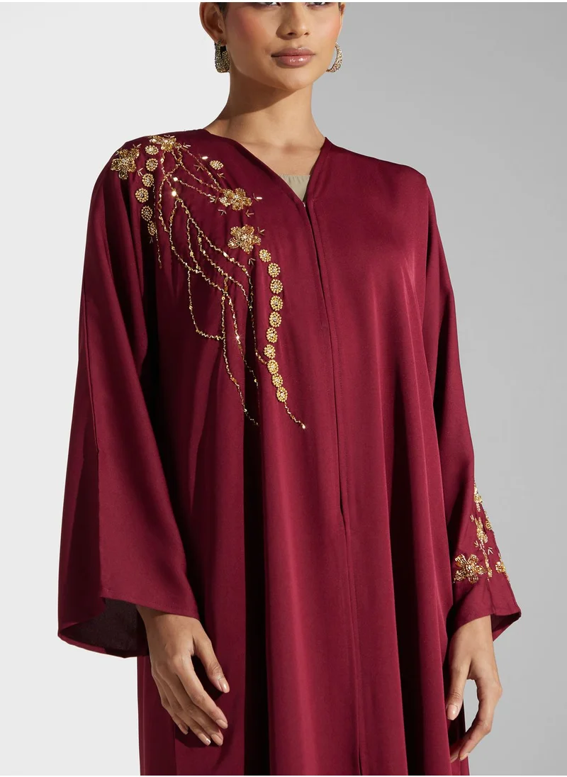 Khizana Embellished Detail Abaya With Sheila