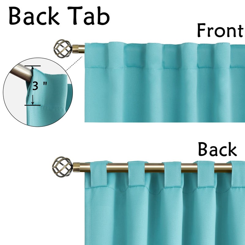 BGment Rod Pocket and Back Tab Blackout Curtains for Bedroom - Thermal Insulated Room Darkening Curtains for Living Room  Set of 2 Panels (38 x 54 Inch  Aqua) - Image 3
