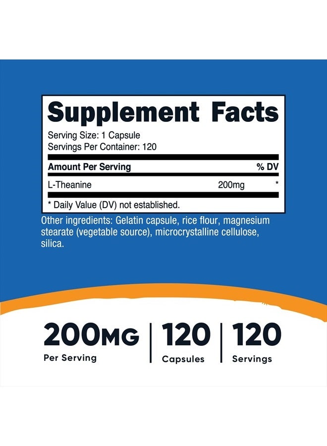 Nutricost إل-ثيانين 200 ملجم، 120 كبسولة، قوة مضاعفة - غير معدل وراثيًا، خالي من الغلوتين - Image 4