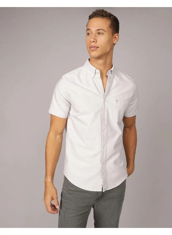 American Eagle AE Short-Sleeve Slim Fit Button-Up Shirt