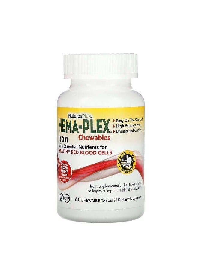 Hema-Plex Iron Chewables, Mixed Berry, 60 Chewable Tablets
