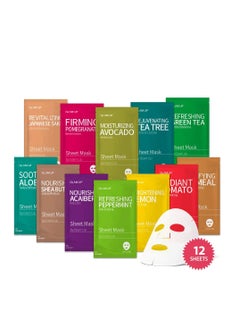 Glam Up GLAM UP Premium Facial Sheet Mask 12 Combo (Pack of 12) | Clean Face Masks Skincare, Hydrating Face Masks, Moisturizing, Soothing, Beauty Mask For All Skin Type Variety Beauty Mask Set  - Image 1