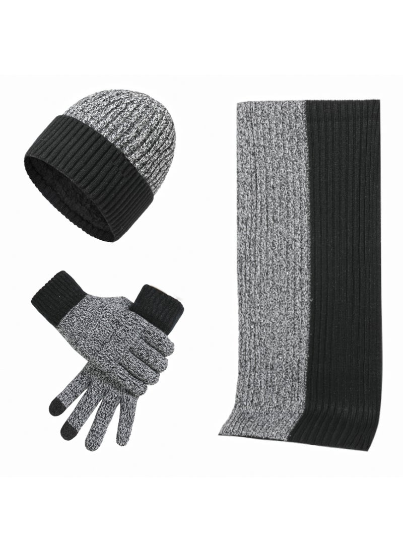 Generic Winter Knit Beanie Scarf Gloves Set Black (no label) 