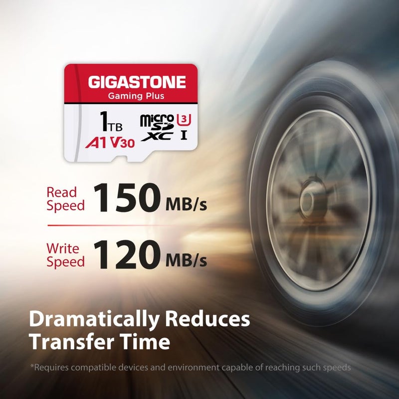 Gigastone GIGASTONE 1TB Gaming Plus Series Memory Card Speed Up to 150/120MB/s for Nintendo-Switch, Steam Deck, 4K Video A1 V30 U3 MicroSDXC with SD Adapter - Image 2
