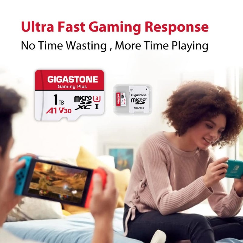 Gigastone GIGASTONE 1TB Gaming Plus Series Memory Card Speed Up to 150/120MB/s for Nintendo-Switch, Steam Deck, 4K Video A1 V30 U3 MicroSDXC with SD Adapter - Image 3