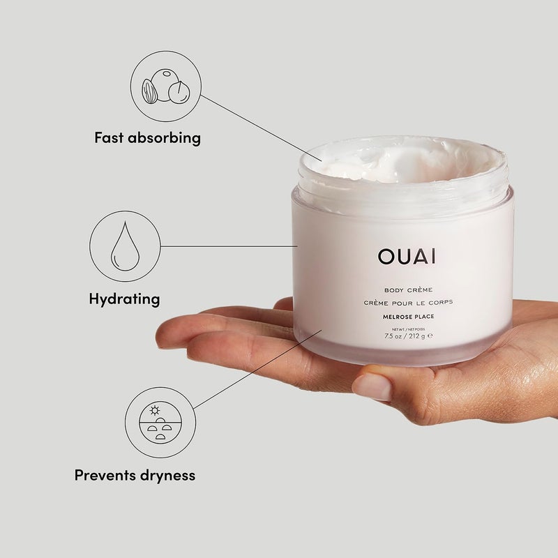 OUAI Body Cream, Melrose Place - Hydrating Whipped Body Cream with CupuaÃ§u Butter, Coconut Oil and Squalane - Softens Skin and Delivers Healthy-Looking Glow - Sulfate Free Skin Care (7.5 Oz) - Image 2
