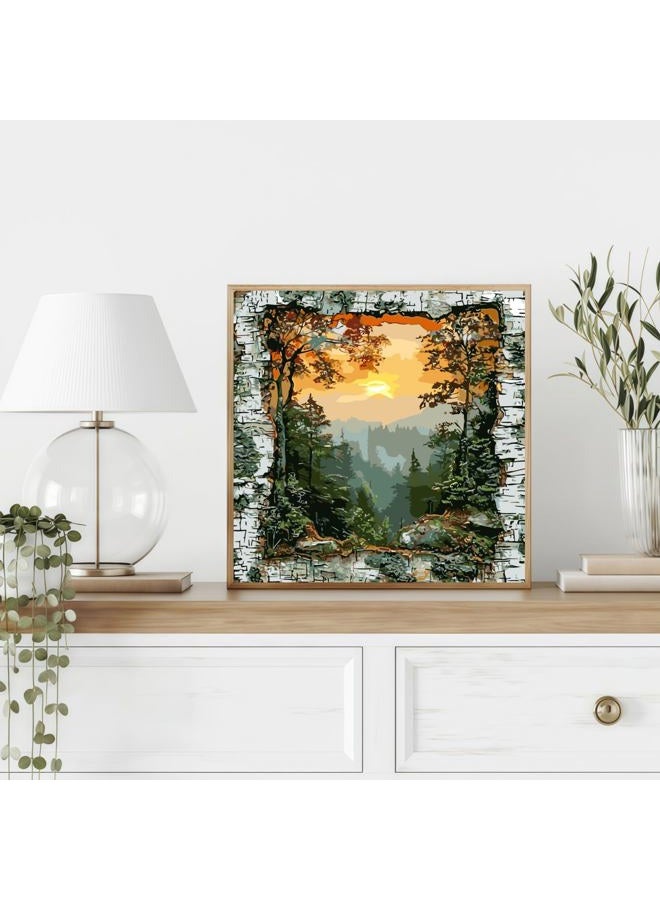 CHWGLFGG Paint by Numbers Kit for Adults Beginner, Forest Landscape Adult Paint by Number Kits on Canvas, DIY Acrylic Oil Easy Painting by Numbers for Home Wall Decor 16X16 inch (Without Frame) - Image 2