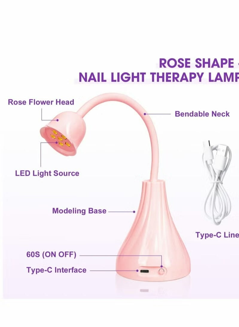 Generic Nail Lamp With Pink Dryer Flash Cure Mini LED Light With Rotatable Gooseneck Extension Gel Curing Lamp For Art DIY  - Image 3