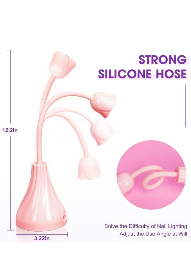 Generic Nail Lamp With Pink Dryer Flash Cure Mini LED Light With Rotatable Gooseneck Extension Gel Curing Lamp For Art DIY  - Image 2