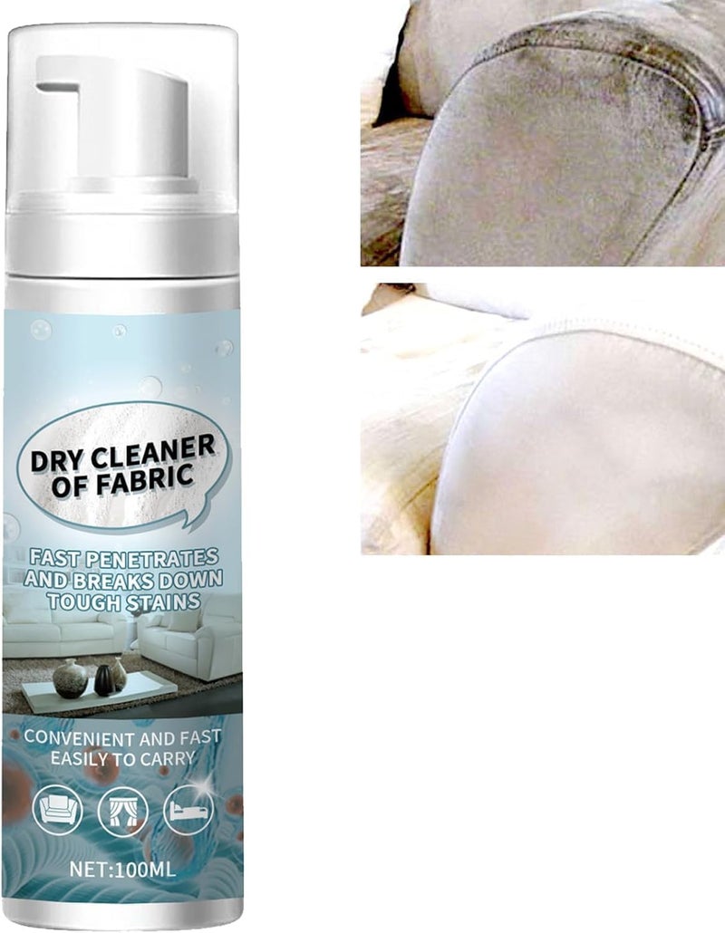 Dry Stain Remover For Clothes, Dry Cleaning Spray, Carpet Curtain Sofa Foam Cleaner, Leave-In Laundry Foam Cleaners, Dry Cleaning Spray for Clothing Oil Stains, Stains Removal Safe On Clothes (100ml) - Image 1
