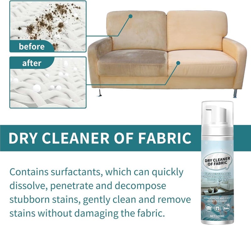 Dry Stain Remover For Clothes, Dry Cleaning Spray, Carpet Curtain Sofa Foam Cleaner, Leave-In Laundry Foam Cleaners, Dry Cleaning Spray for Clothing Oil Stains, Stains Removal Safe On Clothes (100ml) - Image 3
