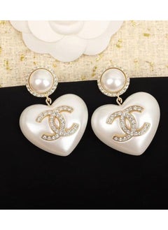 Heart Shaped Pearl White Faux Pearl Earrings