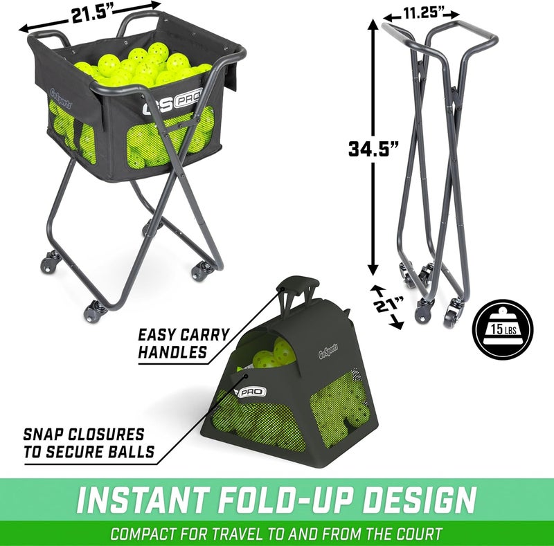 GoSports GoSports Ball Caddy with Wheels  Portable Cart holds 140 Pickleballs or 175 Tennis Balls - Image 5