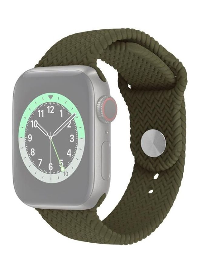 HuHa Woven Pattern Snap Watchband Dark Olive Green - Image 1