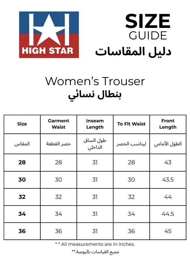 HIGH STAR  Women's Light Grey Polyester Blend Solid Full Cargo Wide Leg Trouser for Women | Best Price UAE