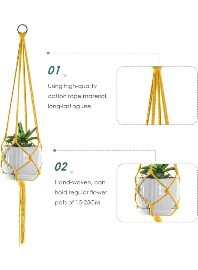 انتيكيانو مكرمية معلقة نباتات – ديكور يدوي من القطن – الطول ‎105‎ سم. - Image 4