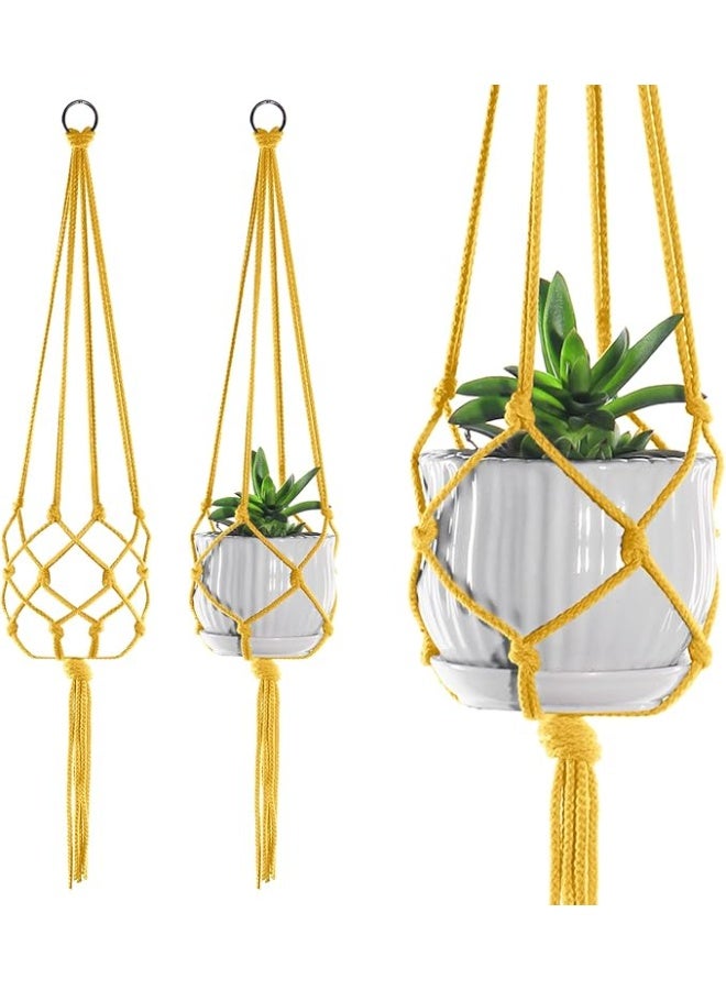 انتيكيانو مكرمية معلقة نباتات – ديكور يدوي من القطن – الطول ‎105‎ سم. - Image 2