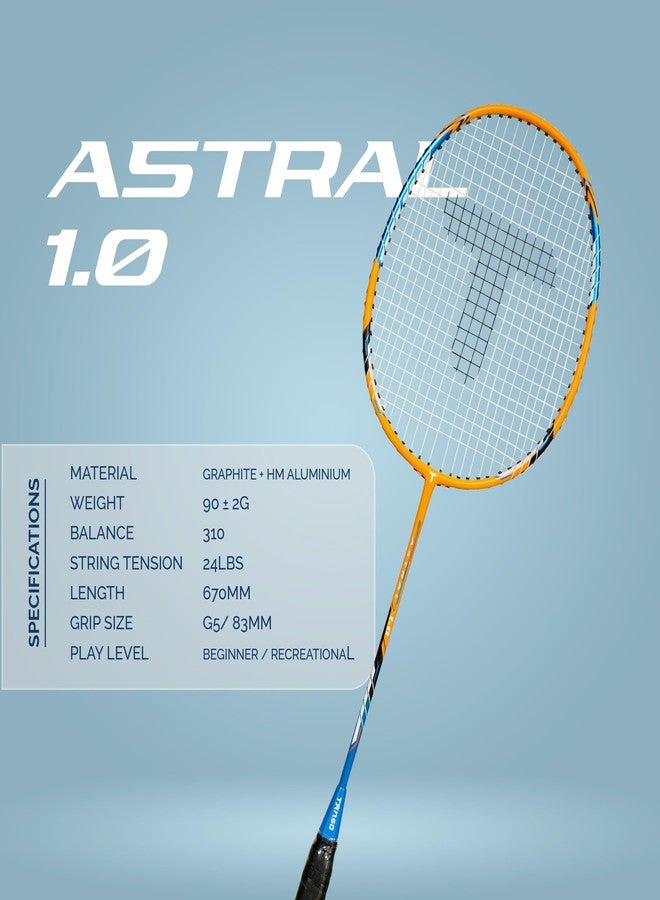 TANSO Astral 1.0 Composite Strung Badminton Racquet with Free Full Racquet Cover (90 Grams, Jointless, High Strength Aluminium Frame, Carbon Fibre Shaft, 24 Lbs Tension) - Image 3