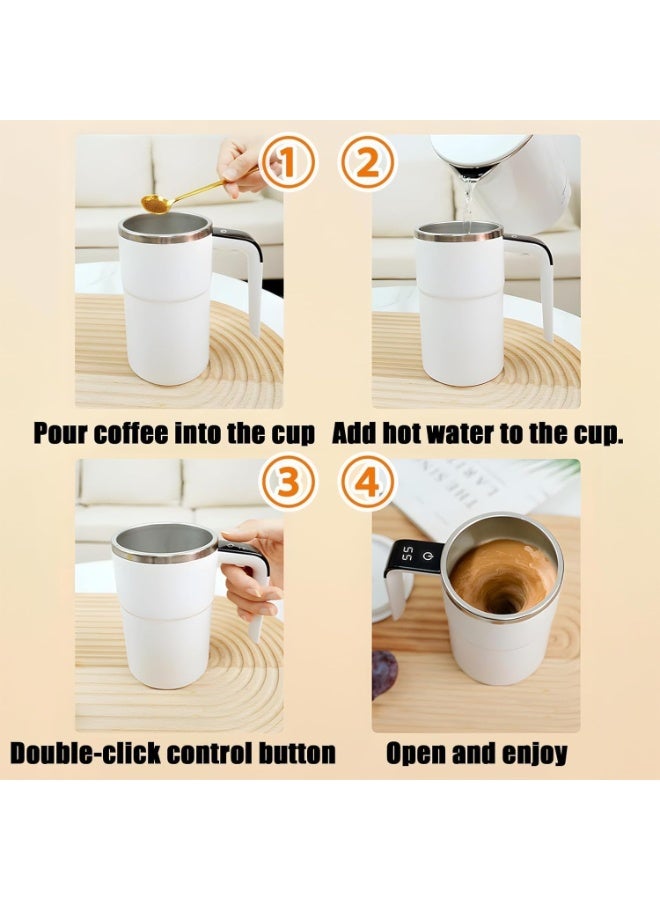 Automatic Self Stirring Coffee Mug - Intelligent Magnetic Mixing & Spinning Cup with Built-in Magnet Mixer Spinner and Stirrer - Rechargeable Electric Stainless Steel Stir Blender Mug with Lid - Image 4