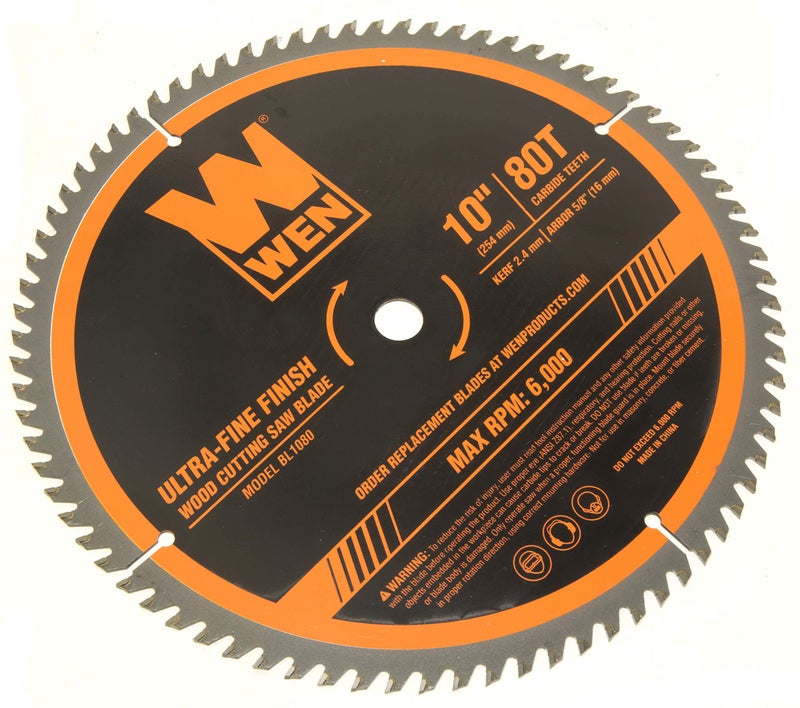 WEN BL1080 10-Inch 80-Tooth Carbide-Tipped Ultra-Fine Finish Professional Woodworking Saw Blade for Miter Saws and Table Saws - Image 4