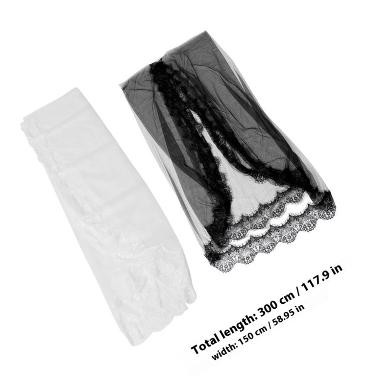 2pcs Bride Veil Women's Veil Bridal Lace Veil Bride Hair Accessory Engagement Wedding Supply Lace Veil Decor Bridal Veil Short Wedding Veil White Veil - Image 2