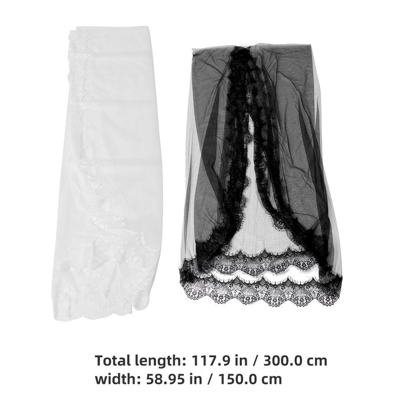 2pcs Bride Veil Women's Veil Bridal Lace Veil Bride Hair Accessory Engagement Wedding Supply Lace Veil Decor Bridal Veil Short Wedding Veil White Veil - Image 3