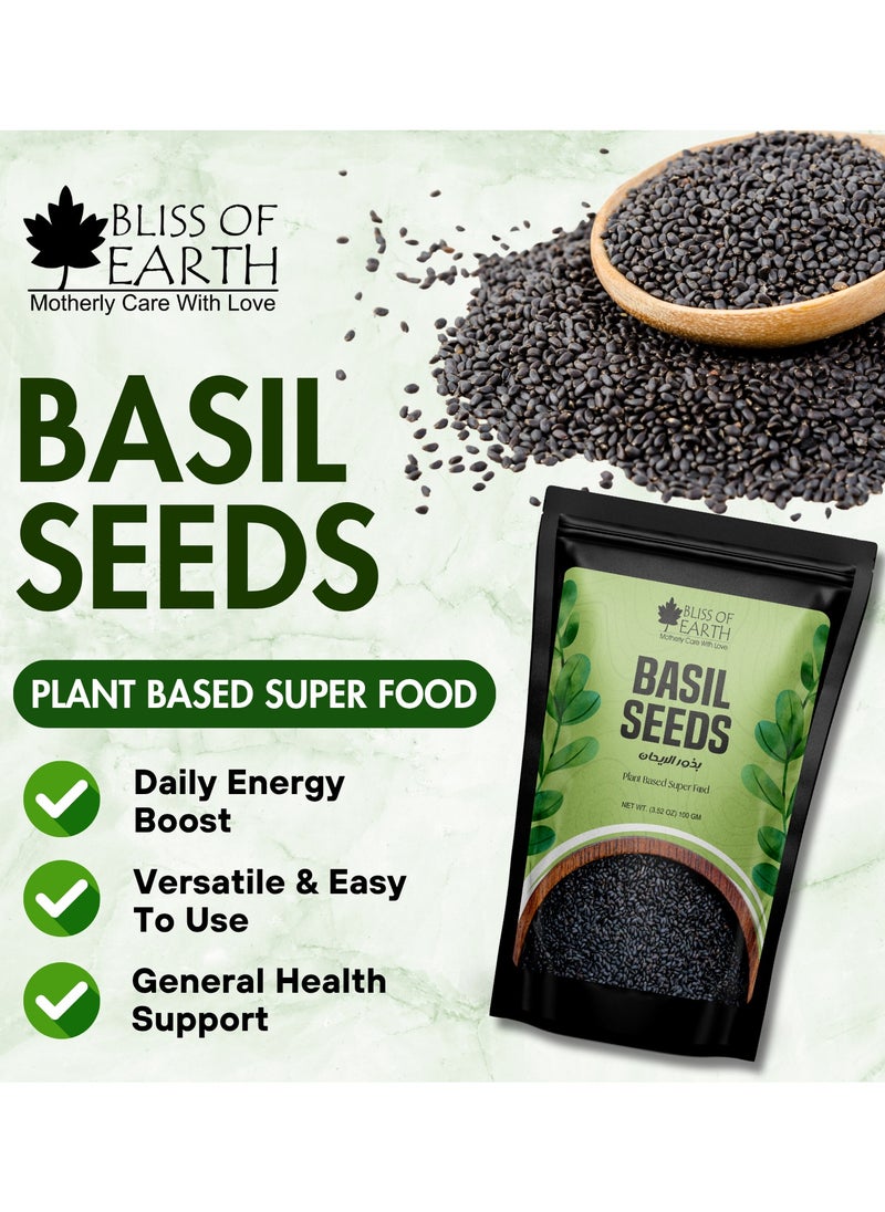 BLISS OF EARTH Basil Seeds Organic Sabja Seeds Tukmaria Seeds Fibre and Omega 3 Rich Good for weight loss Hydration Tiny PowerHouse Seeds 100gm  - Image 3