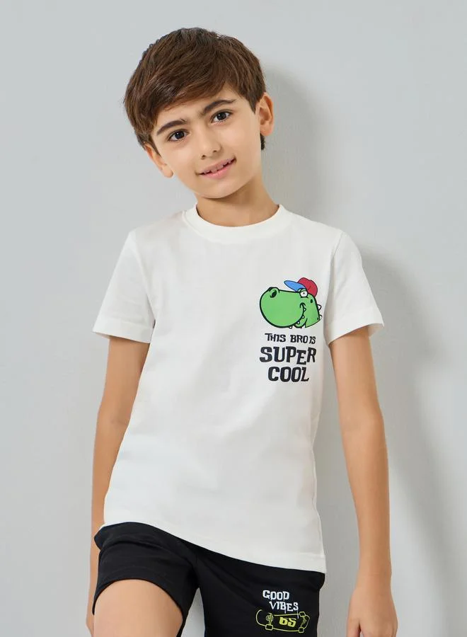 Boys Off-White Graphic Print Cotton T-Shirt