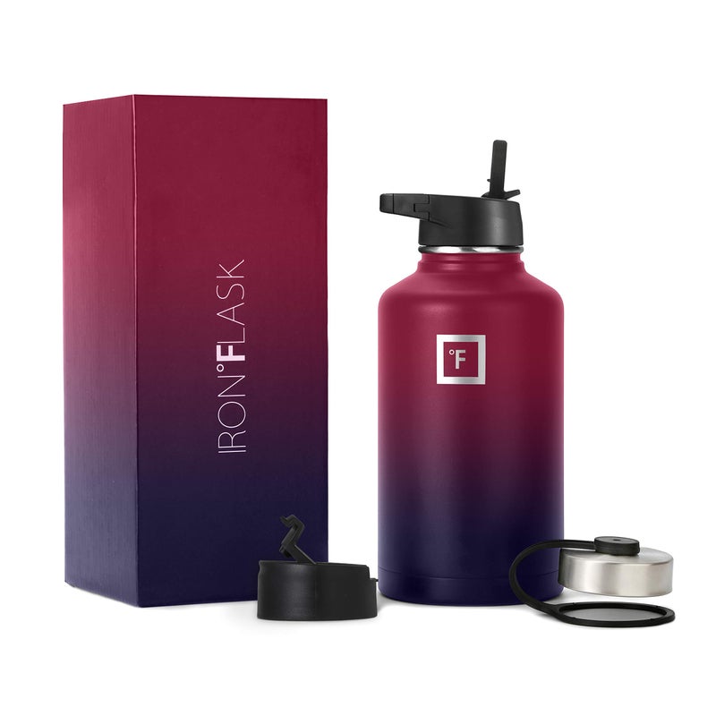 IRON Iron Flask Sports Water Bottle - 64 Oz  3 Lids (Straw Lid)  Leak Proof  Vacuum Insulated Stainless Steel  Double Walled  Thermo Mug  Metal Canteen  - Image 2