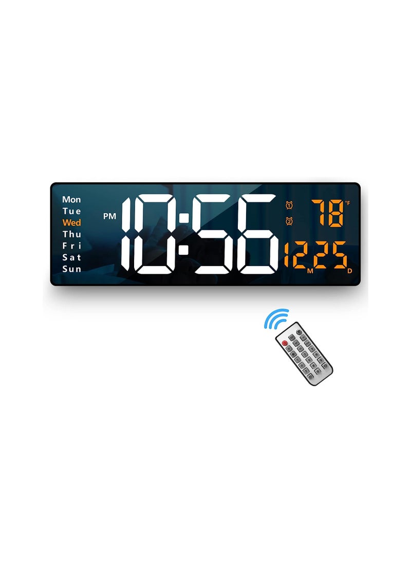 Joshberg 16" Large Digital Wall Clock with Remote, Large Display LED Wall Clock for Living Room/Gym/Shop/Warehouse/Office Decor, 12/24H, Auto Dimming, Timer,Date, Week, Temperature, Orange  - Image 1