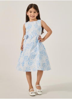 Styli All-Over Print Sleeveless Dress with Side Bow Detail  - Image 1
