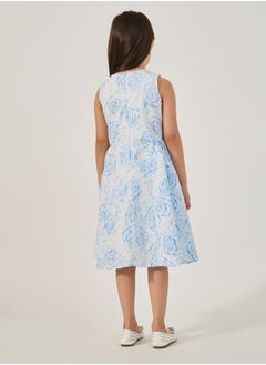 Styli All-Over Print Sleeveless Dress with Side Bow Detail  - Image 4