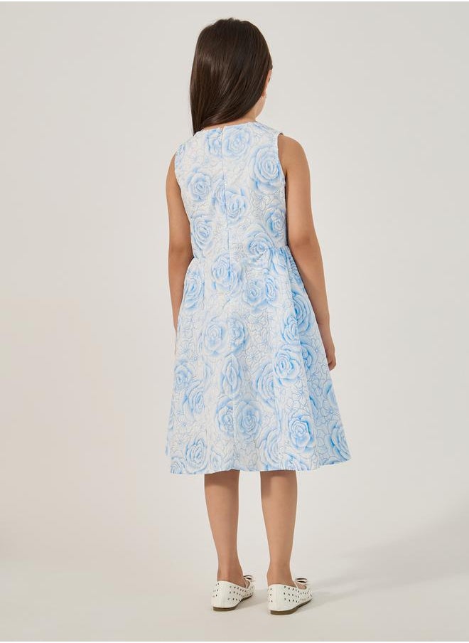 Styli All-Over Print Sleeveless Dress with Side Bow Detail  - Image 4
