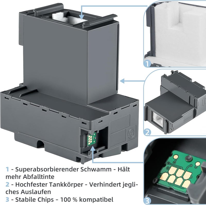 صندوق الصيانة T04D1/T04D100 متوافق مع طابعات Epson ET-4750 ET-4850 ET-3750 ET-15000 ET-3700 ET-4856 ET-5150 ET-5170، صندوق الصيانة T04D1/T04D100 0 C13 T04D100 حاوية حبر النفايات - Image 3