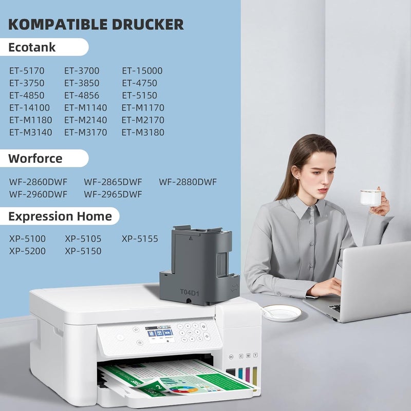 صندوق الصيانة T04D1/T04D100 متوافق مع طابعات Epson ET-4750 ET-4850 ET-3750 ET-15000 ET-3700 ET-4856 ET-5150 ET-5170، صندوق الصيانة T04D1/T04D100 0 C13 T04D100 حاوية حبر النفايات - Image 4