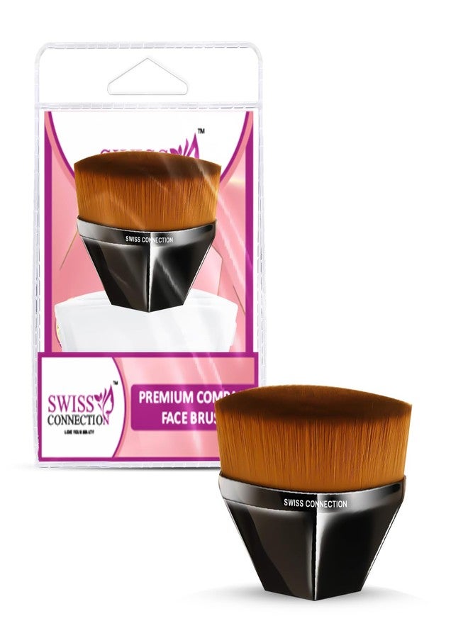 Swiss Connection Blush Brush for Makeup, Foundation Brush for Face Blush Powder Blusher for Blending Liquid, Compact Powder Brush, Cream or Flawless Cosmetic Face Powder, Non-Slip Grip Makeup Brush (Pack of 1) - Image 1