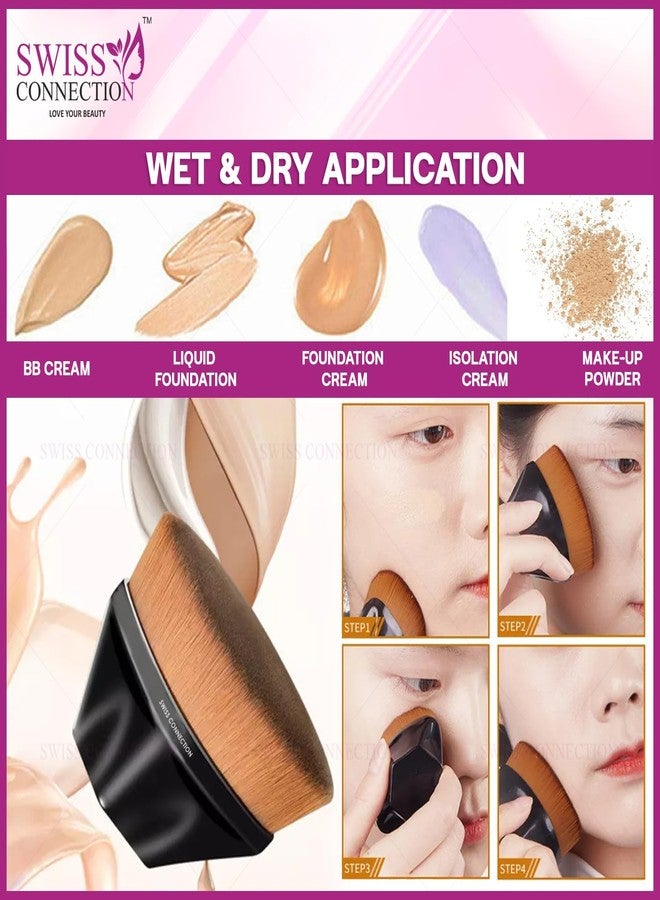 Swiss Connection Blush Brush for Makeup, Foundation Brush for Face Blush Powder Blusher for Blending Liquid, Compact Powder Brush, Cream or Flawless Cosmetic Face Powder, Non-Slip Grip Makeup Brush (Pack of 1) - Image 4