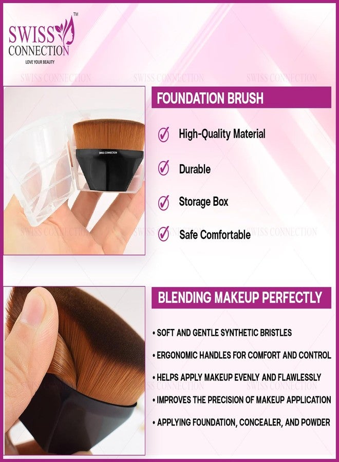 Swiss Connection Blush Brush for Makeup, Foundation Brush for Face Blush Powder Blusher for Blending Liquid, Compact Powder Brush, Cream or Flawless Cosmetic Face Powder, Non-Slip Grip Makeup Brush (Pack of 1) - Image 3