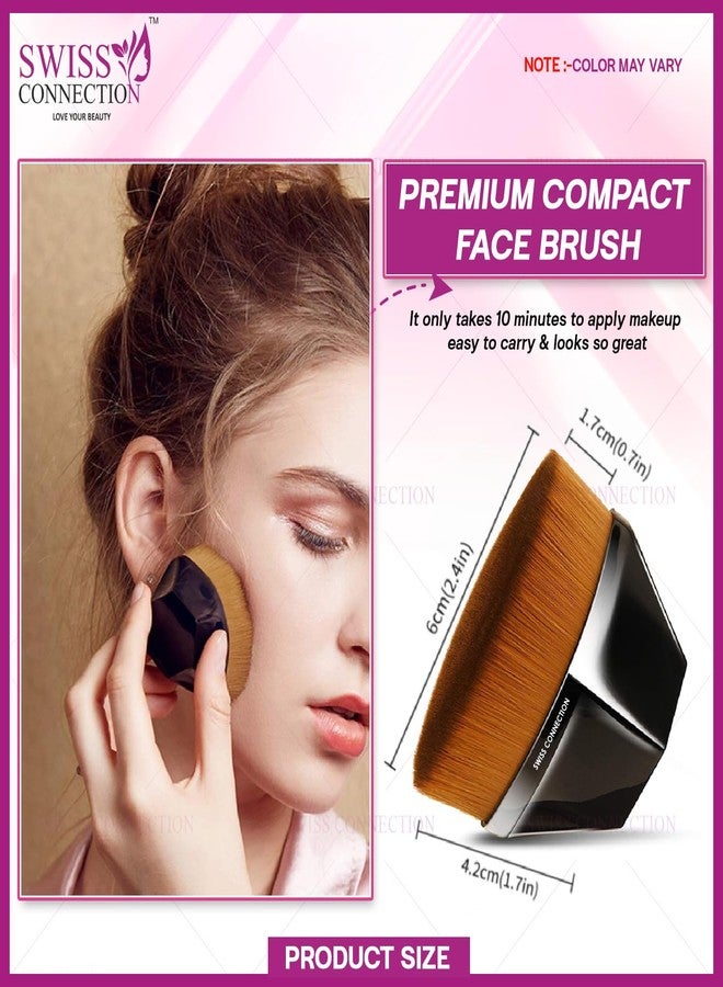 Swiss Connection Blush Brush for Makeup, Foundation Brush for Face Blush Powder Blusher for Blending Liquid, Compact Powder Brush, Cream or Flawless Cosmetic Face Powder, Non-Slip Grip Makeup Brush (Pack of 1) - Image 2